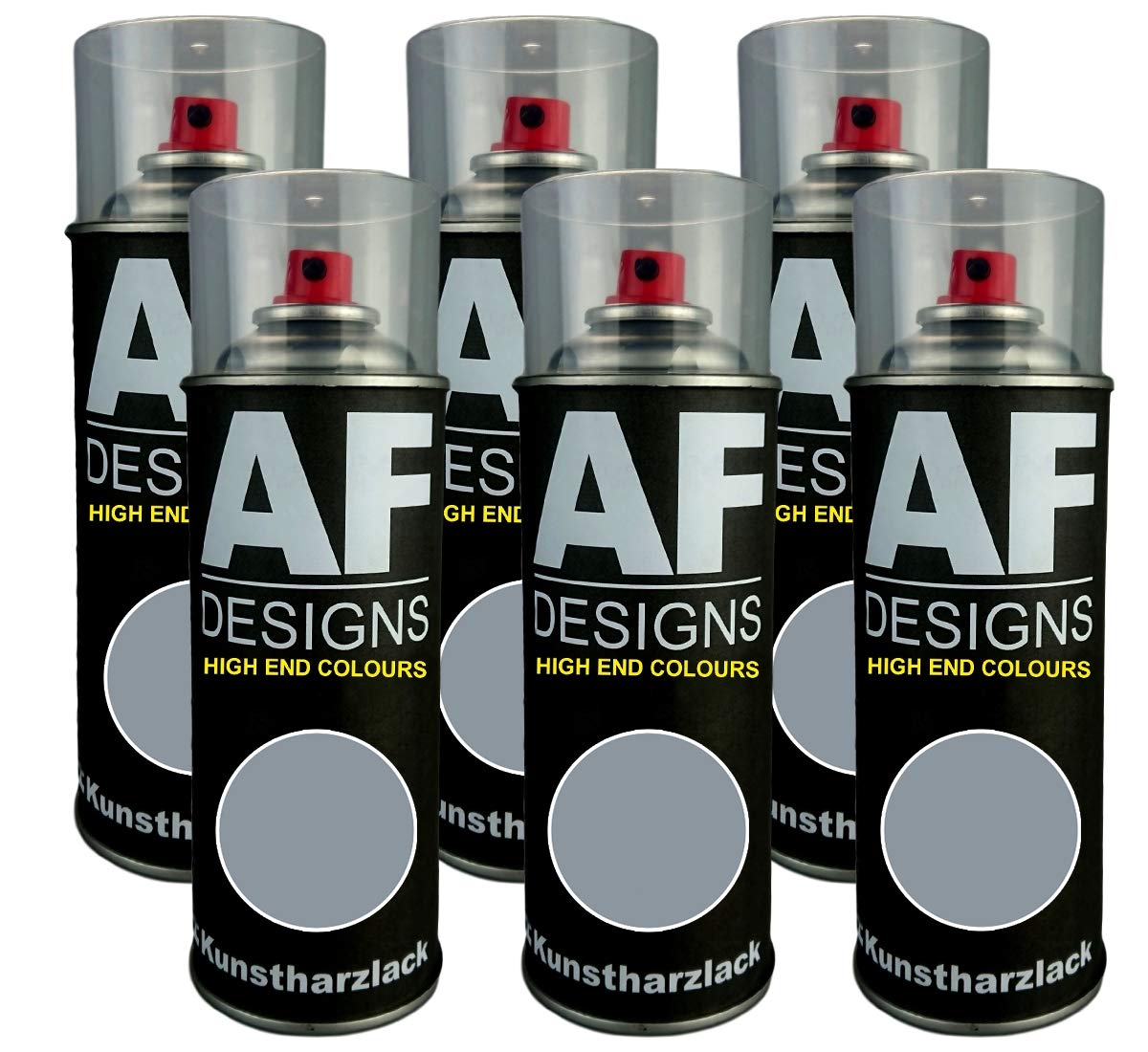 Alex Flittner Designs 6X Kunstharz Lackspray Buntlack Spraydose RAL7001 Silbergrau seidenmatt von Alex Flittner Designs
