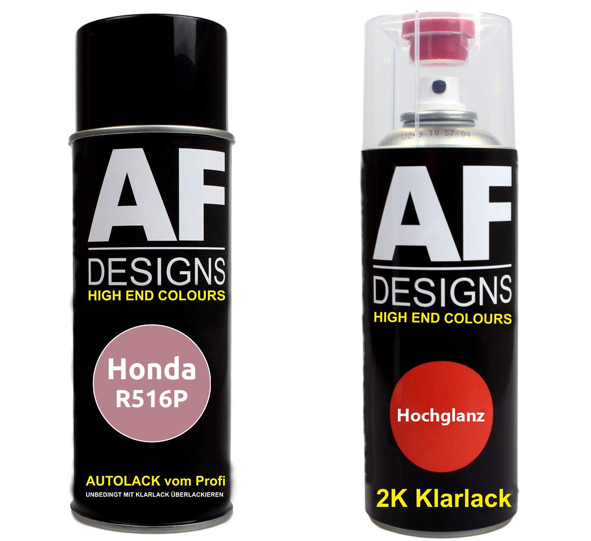 Alex Flittner Designs Autolack Spraydose Set für Honda R516P Iris Red Perl 2K Klarlack Basislack Sprühdose Spraydosen 2x400ml von Alex Flittner Designs