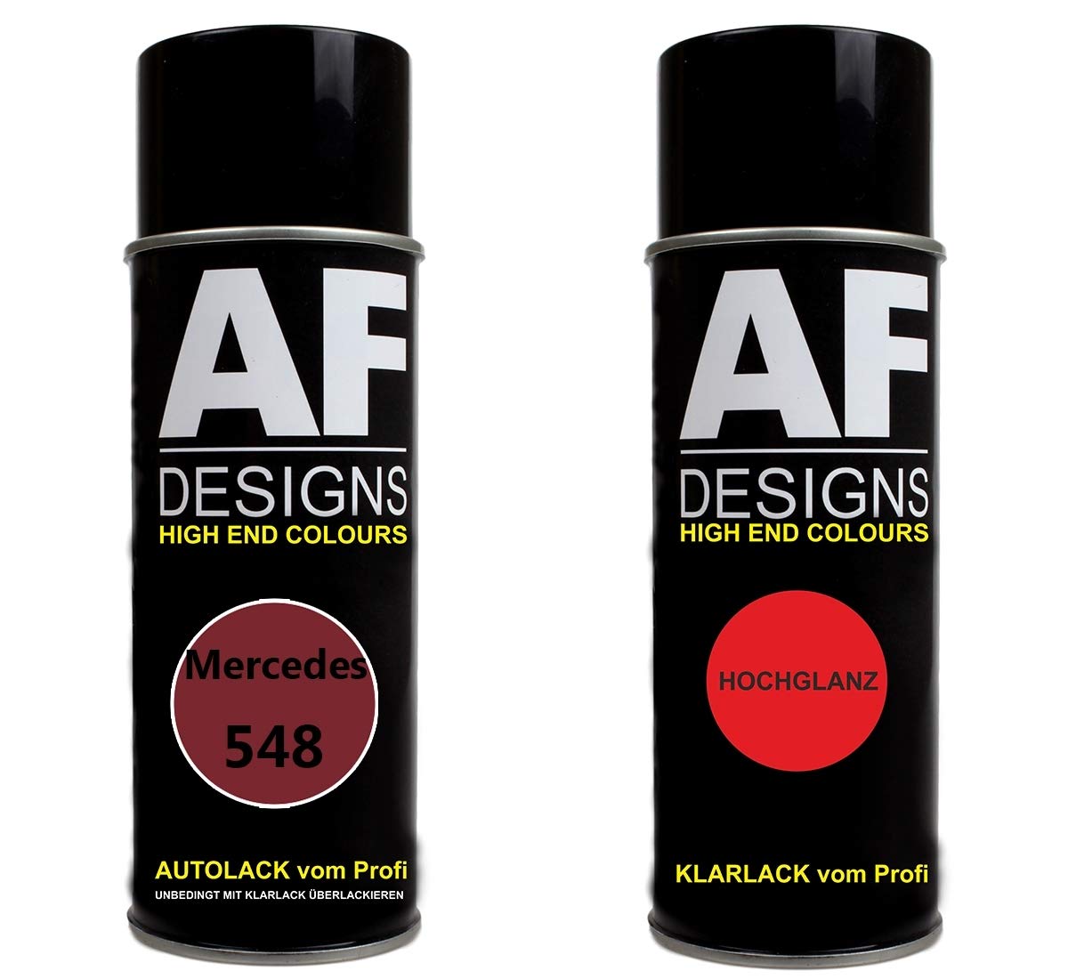 Alex Flittner Designs Autolack Spraydose Set für Mercedes/Daimler Benz 548 Bernsteinrot Metallic Basislack Klarlack Sprühdose 400ml von Alex Flittner Designs