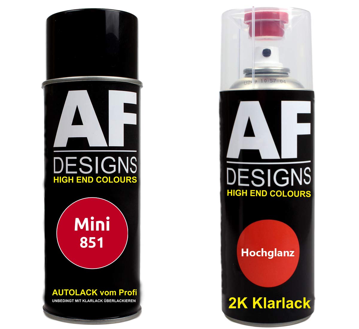 Autolack Spraydose Set für Mini 851 Chili/Solar Red 2K Klarlack Basislack Sprühdose Spraydosen 2x400ml von Alex Flittner Designs