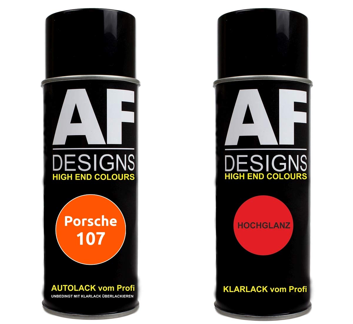 Alex Flittner Designs Autolack Spraydose Set für Porsche 107 Continentalorange Basislack Klarlack Sprühdose 400ml von Alex Flittner Designs