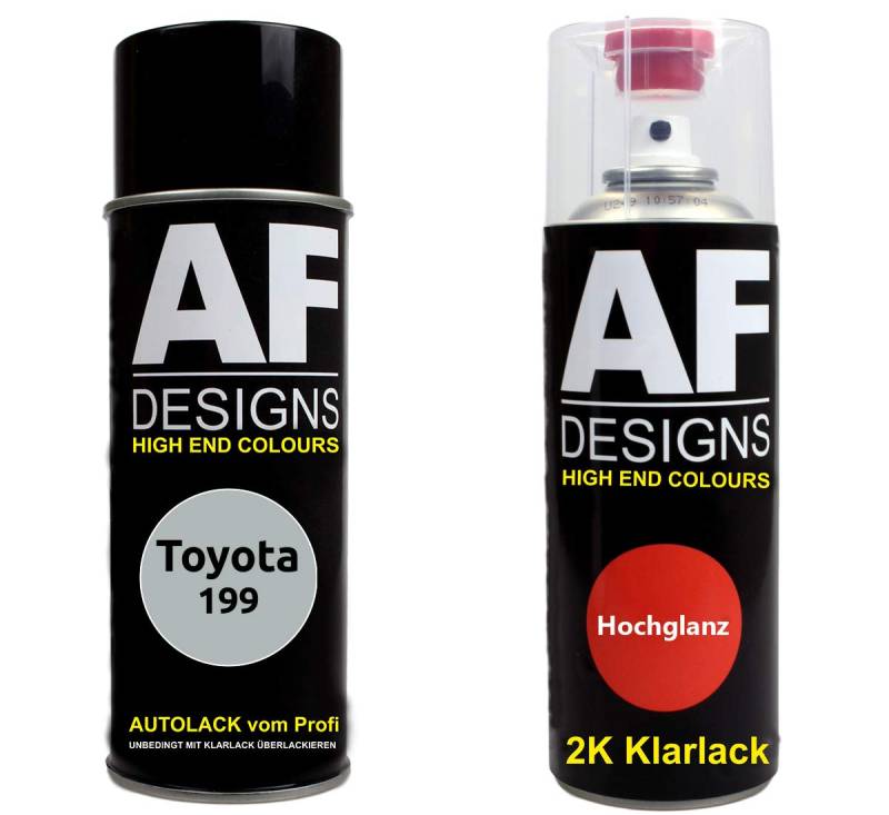 Alex Flittner Designs Autolack Spraydose Set für Toyota 199 Silver Metallic 2K Klarlack Basislack Sprühdose Spraydosen 2x400ml von Alex Flittner Designs