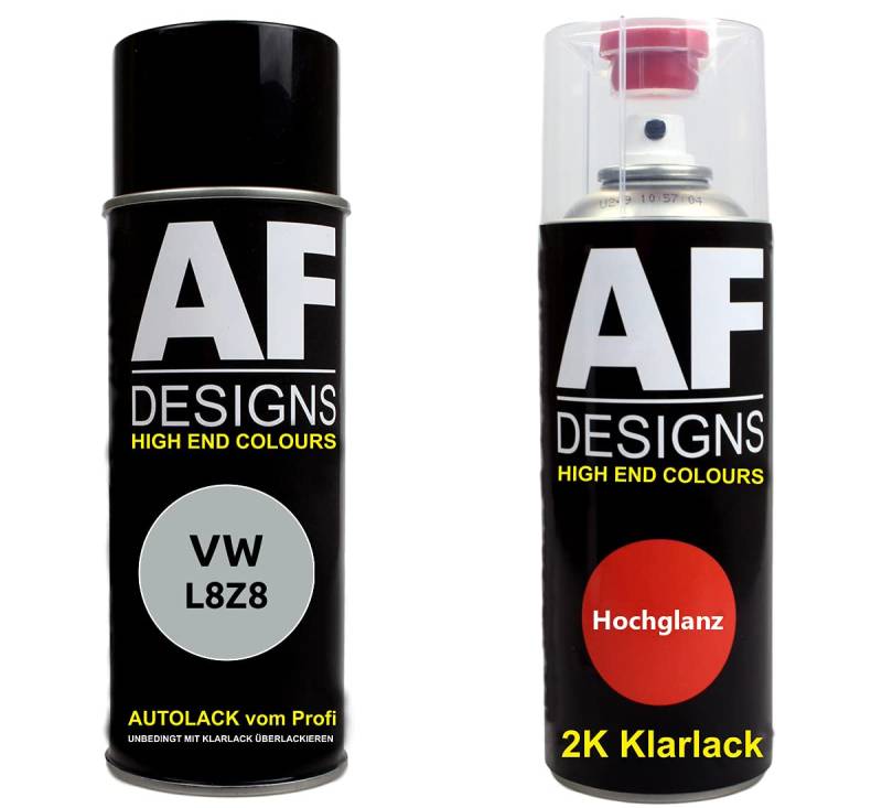 Alex Flittner Designs Autolack Spraydose Set für VW L8Z8 Brillantsilber Metallic 2K Klarlack Basislack Sprühdose Spraydosen 2x400ml von Alex Flittner Designs