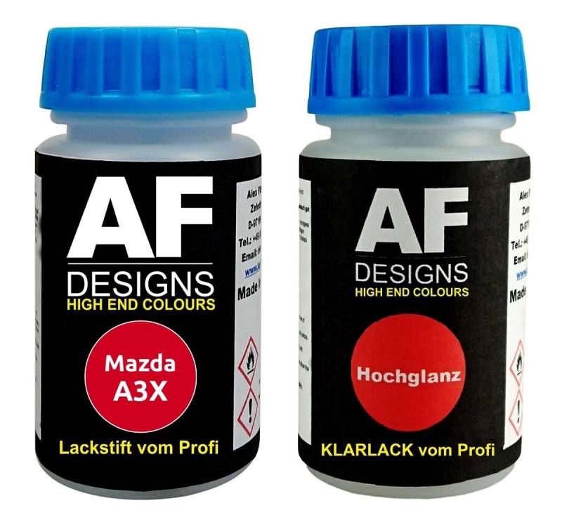 Lackstift Mazda A3X Colorado Red + Klarlack je 50ml Autolack Basislack Set von Alex Flittner Designs