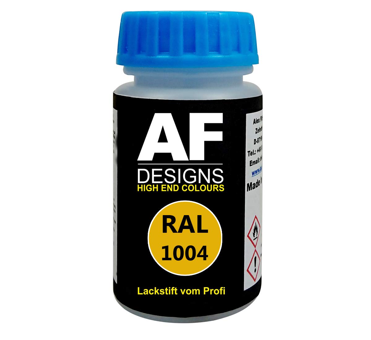 Alex Flittner Designs Lackstift RAL 1004 GOLDGELB seidenmatt 50ml schnelltrocknend Acryl von Alex Flittner Designs