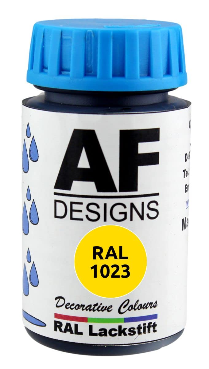 Alex Flittner Designs Lackstift RAL 1023 VERKEHRSGELB glänzend 50ml Holz Metall Möbel Bad Retuschierlack Reparaturlack von Alex Flittner Designs