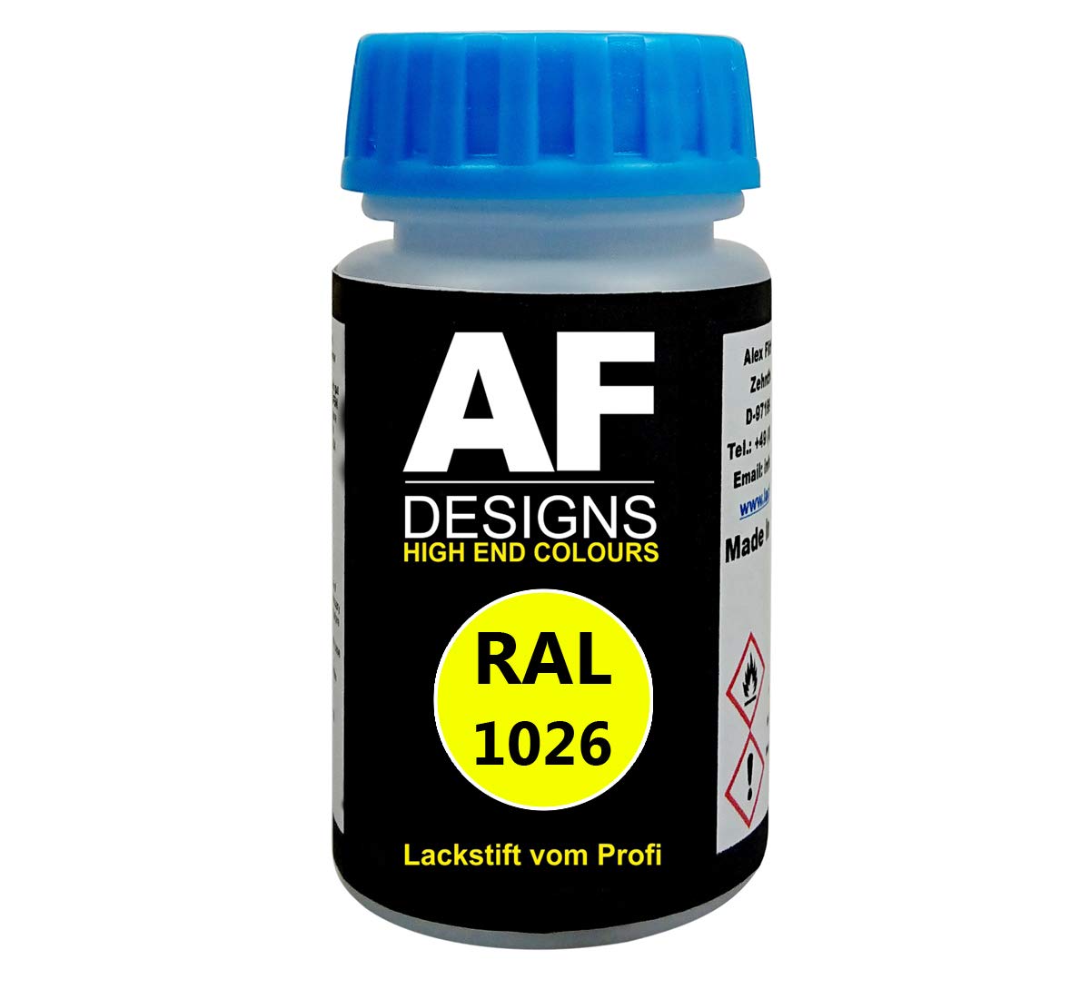 Alex Flittner Designs Lackstift RAL 1026 LEUCHTGELB stumpfmatt 50ml schnelltrocknend Acryl von Alex Flittner Designs