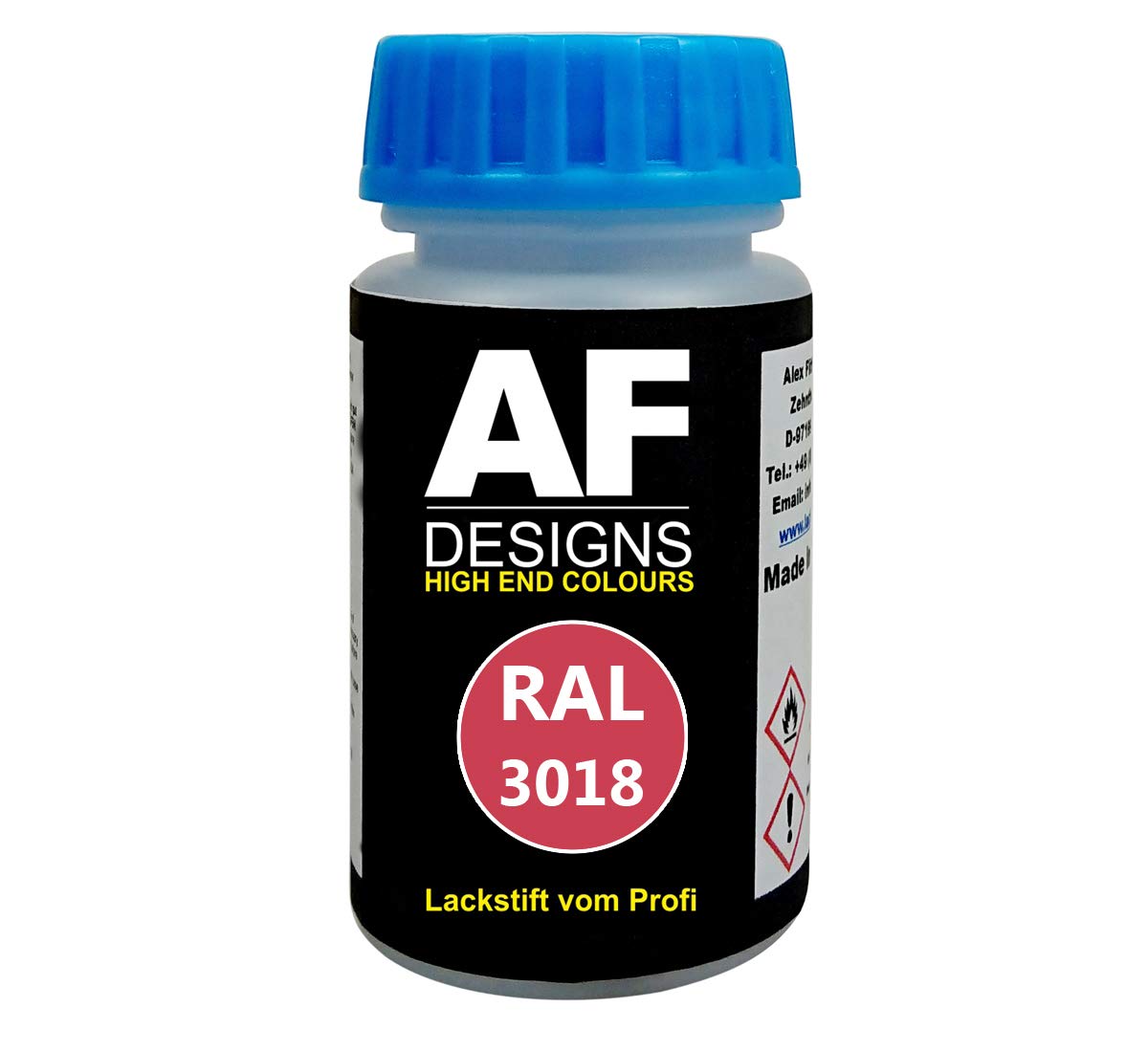 Alex Flittner Designs Lackstift RAL 3018 ERDBEERROT glänzend 50ml schnelltrocknend Acryl von Alex Flittner Designs