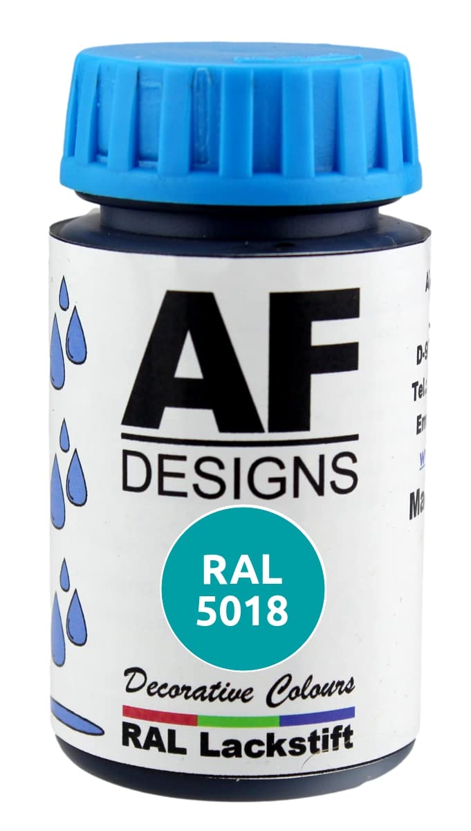 Alex Flittner Designs Lackstift RAL 5018 TUERKISBLAU seidenmatt 50ml Holz Metall Möbel Bad Retuschierlack Reparaturlack von Alex Flittner Designs