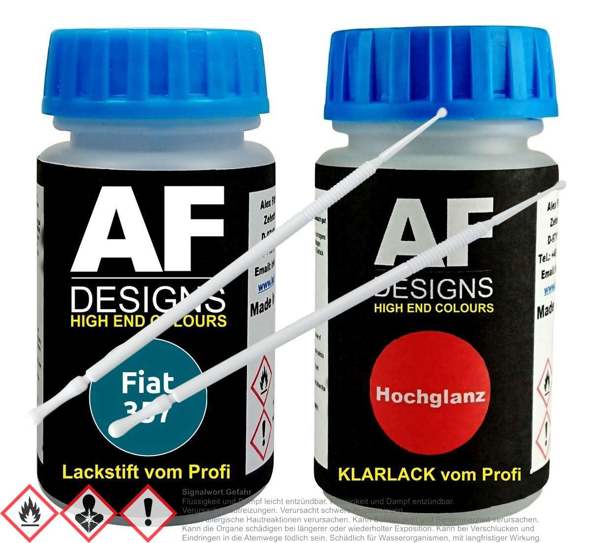 Alex Flittner Designs Lackstift Set für FIAT 357 Verde Spark Metallic Klarlack Lacktupfer Autolack Alex Flittner Designs Lackstift Set für FIAT 357 Verde Spark Metallic Klarlack Lacktupfer Autolack von Alex Flittner Designs