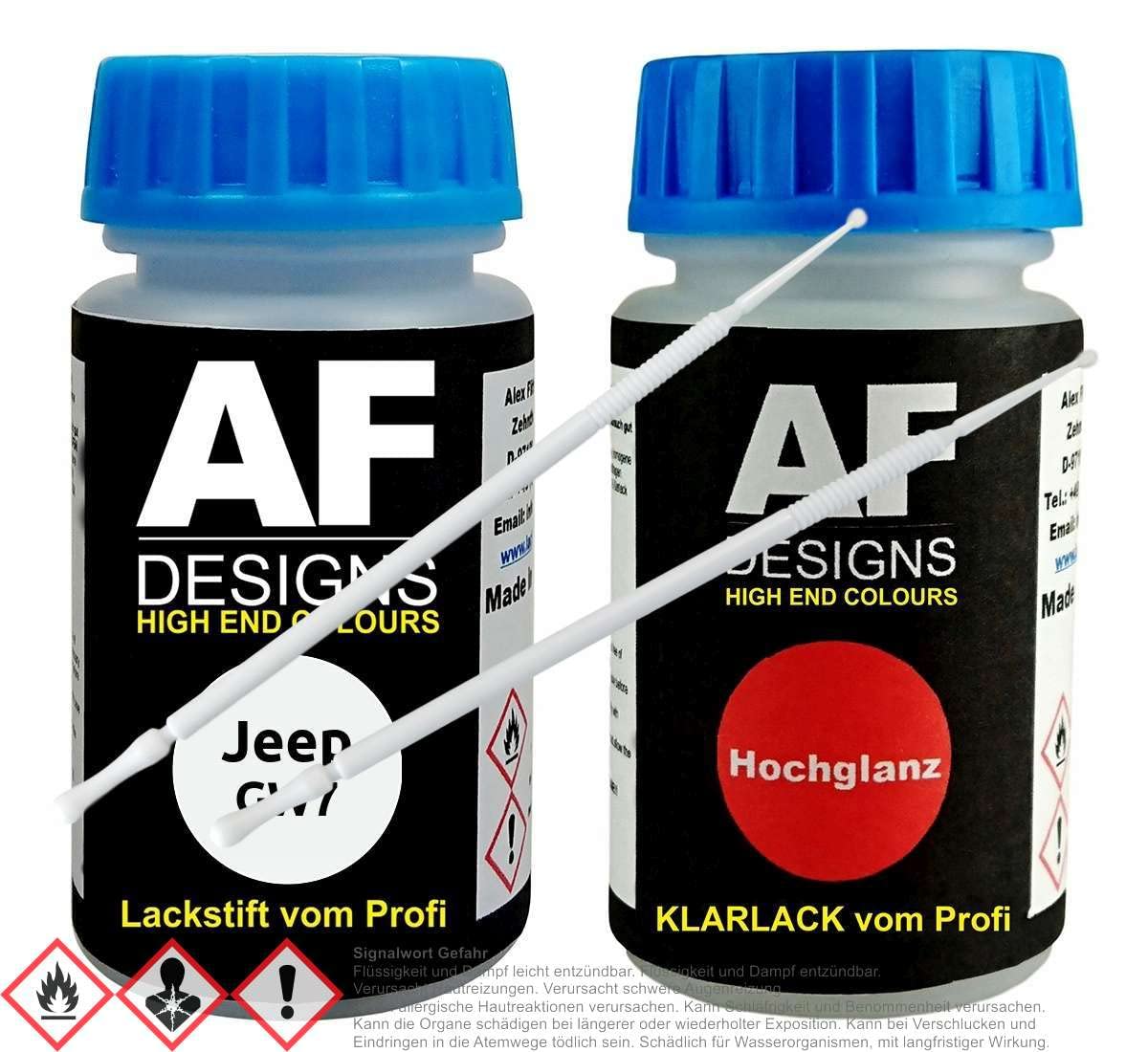 Alex Flittner Designs Lackstift Set für Jeep GW7 Bright White Klarlack Lacktupfer Autolack von Alex Flittner Designs
