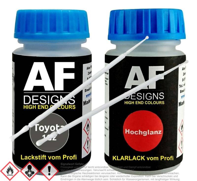 Alex Flittner Designs Lackstift Set für Toyota 1G2 Grey Perl Metallic Klarlack Lacktupfer Autolack von Alex Flittner Designs