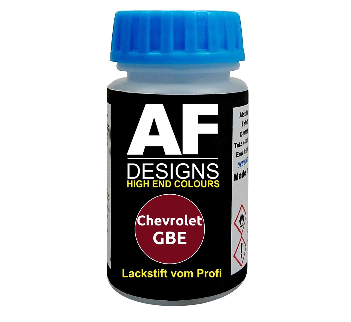 Alex Flittner Designs Lackstift für Chevrolet GBE Crystal Red Perl schnelltrocknend Tupflack Autolack von Alex Flittner Designs