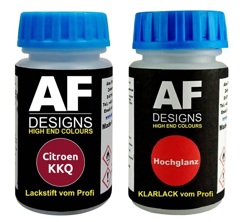 Alex Flittner Designs Lackstift für Citroen KKQ Rouge Profond Nacre + Klarlack je 50ml Autolack Basislack Set von Alex Flittner Designs