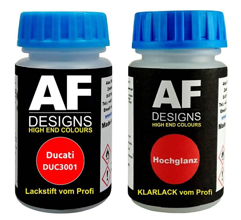 Alex Flittner Designs Lackstift für Ducati DUC3001 Rosso + Klarlack je 50ml Motorradlack Basislack Set von Alex Flittner Designs