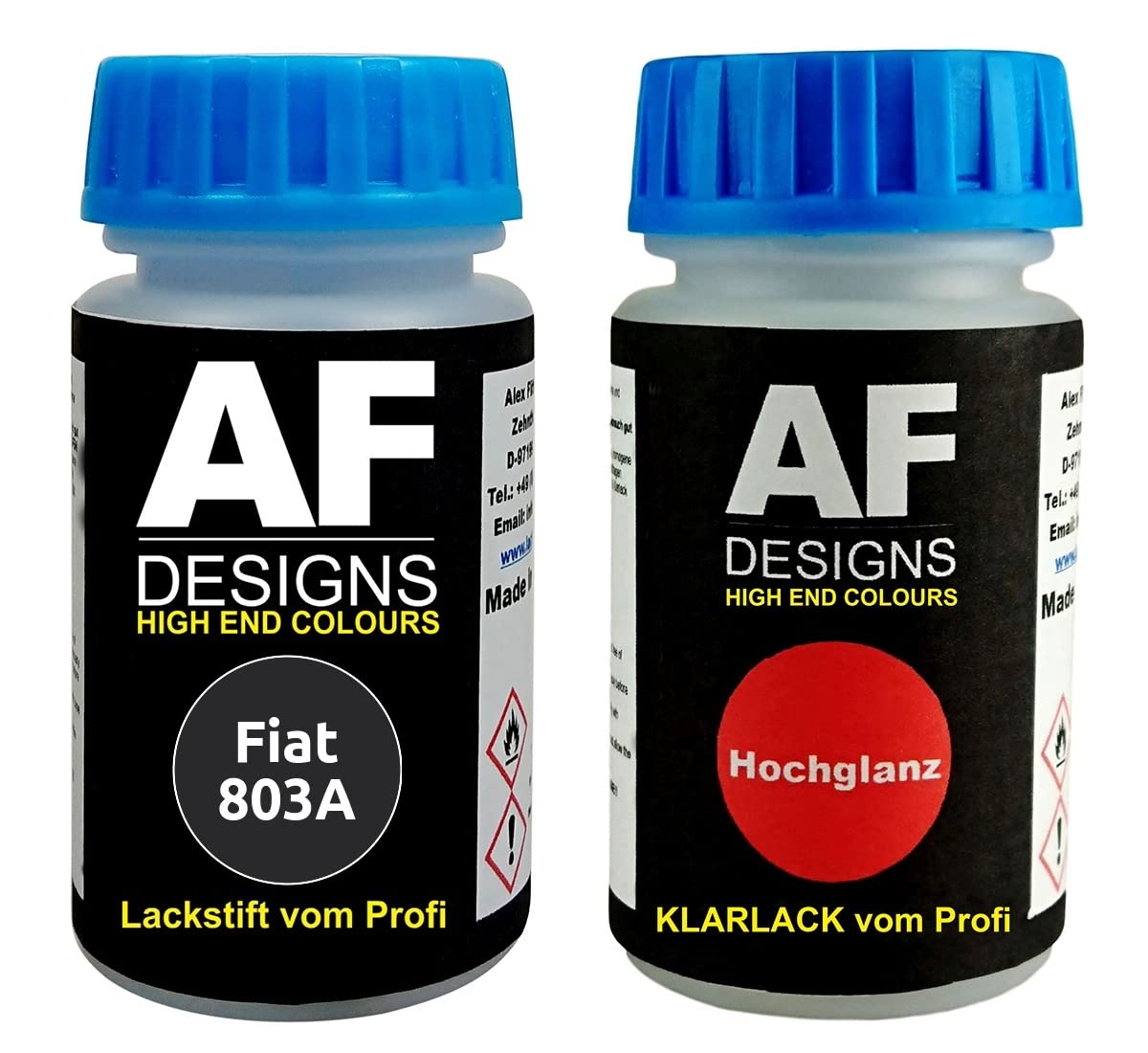 Alex Flittner Designs Lackstift für FIAT 803A Nero Seta Metallic + Klarlack je 50ml Autolack Basislack Set von Alex Flittner Designs