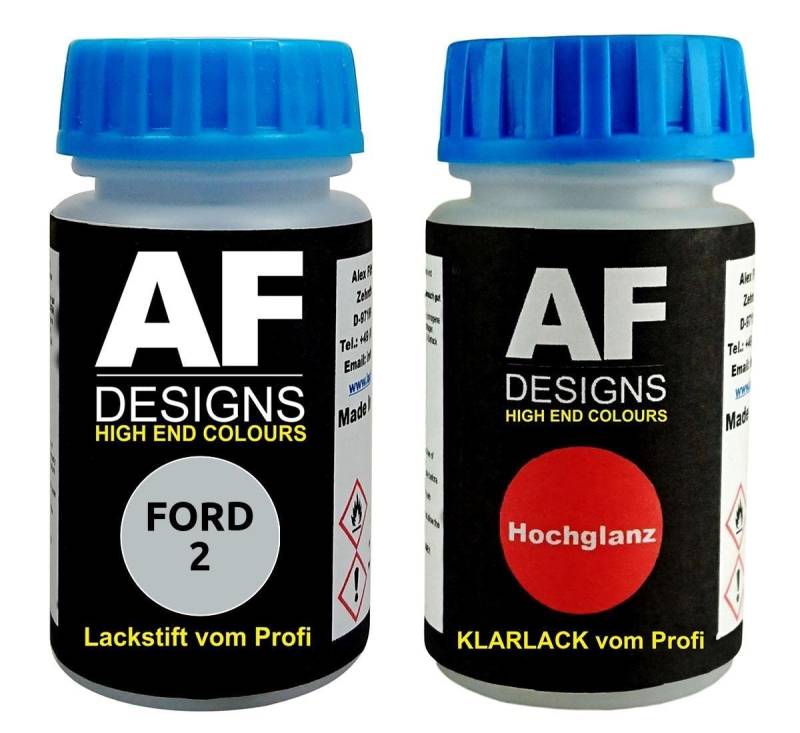Lackstift für FORD 2 Solar Silver Metallic + Klarlack je 50ml Autolack Basislack Set von Alex Flittner Designs