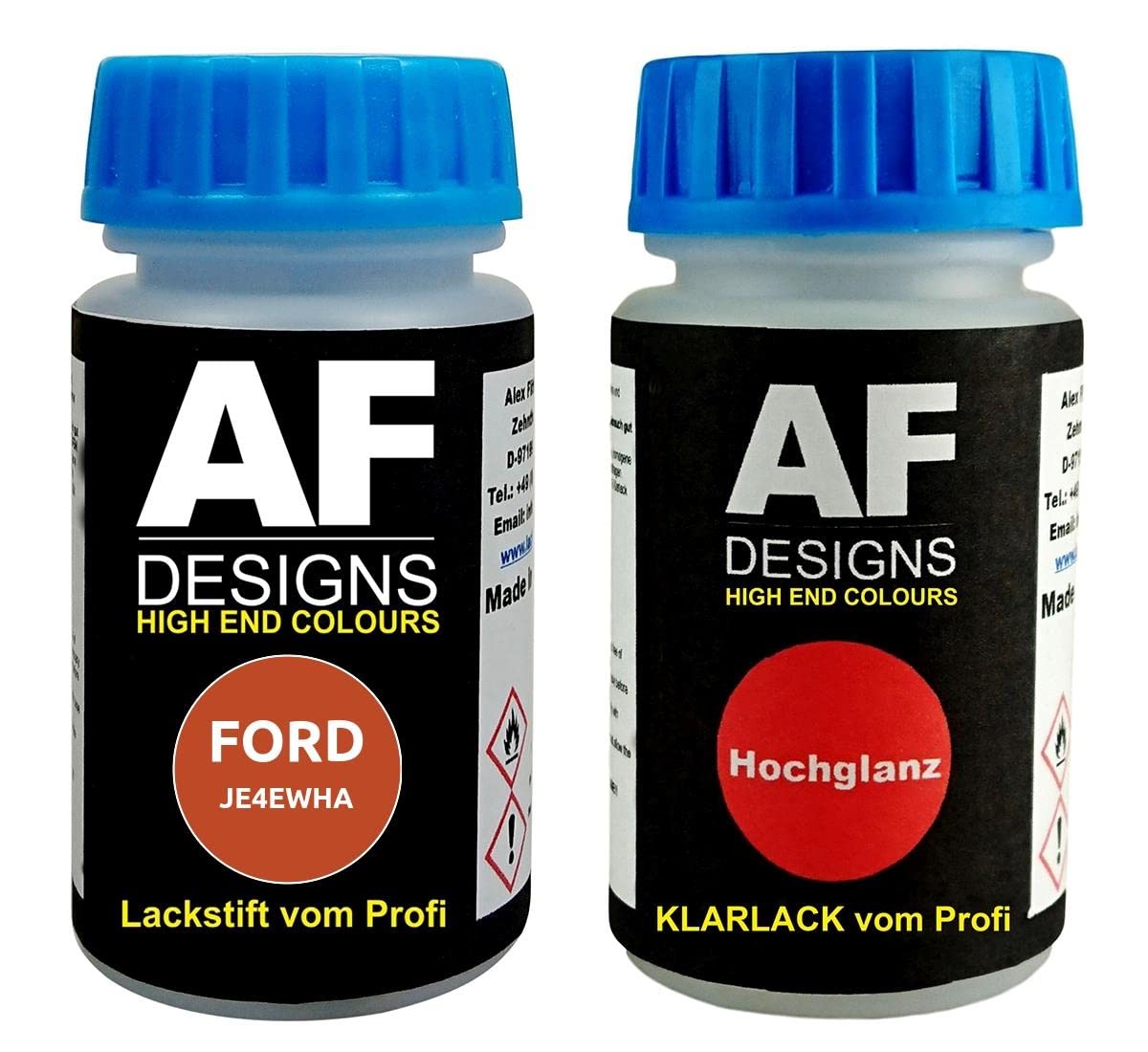Alex Flittner Designs Lackstift für Ford JE4EWHA Orange Glow Metallic + Klarlack je50ml Autolack Set von Alex Flittner Designs