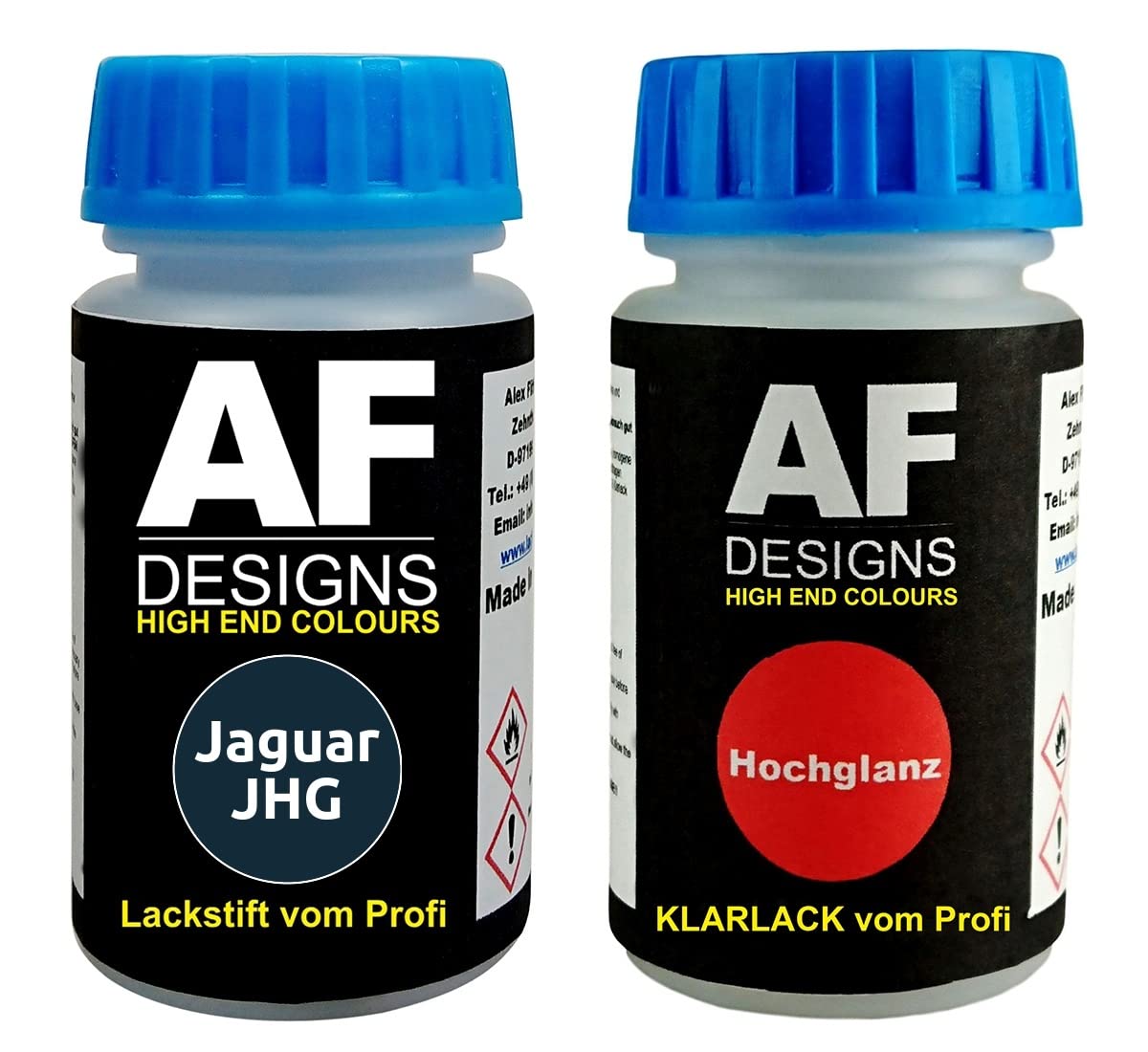 Alex Flittner Designs Lackstift für Jaguar JHG Westminster Blue + Klarlack je 50ml Autolack Basislack Set von Alex Flittner Designs