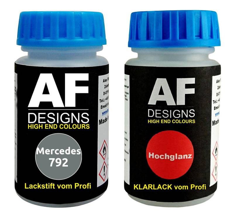 Alex Flittner Designs Lackstift für Mercedes/Daimler Benz 792 Palladiumsilber Metallic + Klarlack je 50ml Autolack Basislack Set von Alex Flittner Designs