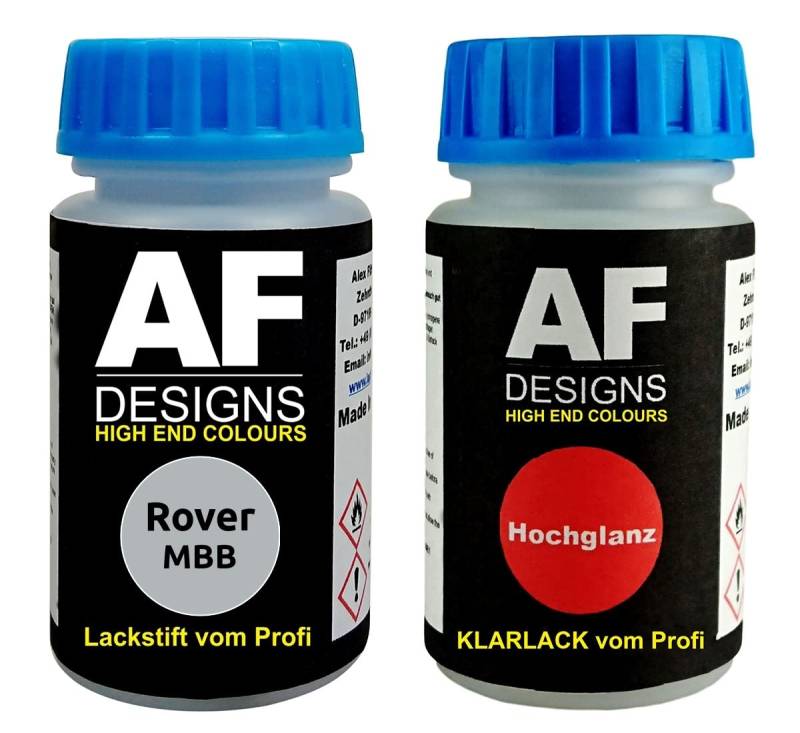 Alex Flittner Designs Lackstift für Rover MBB Starlight Silver 2 Metallic + Klarlack je 50ml Autolack Basislack Set von Alex Flittner Designs