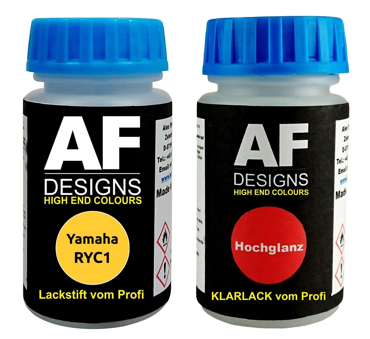 Alex Flittner Designs Lackstift für Yamaha RYC1 Reddish Yellow Cocktail3c + Klarlack je 50ml Motorradlack Basislack Set von Alex Flittner Designs