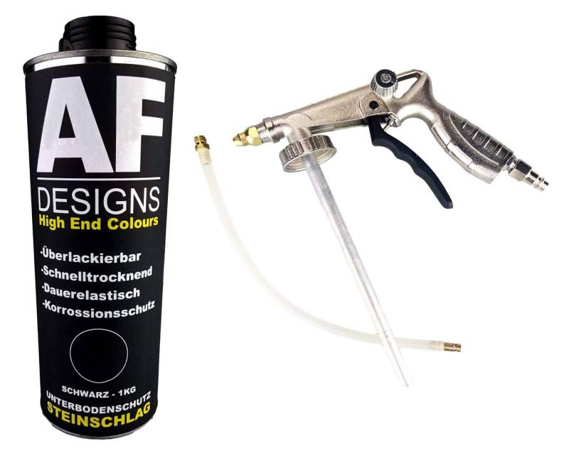 Alex Flittner Designs Steinschlagschutz/Unterbodenschutz schwarz 1kg überlackierbar + Unterbodenschutz Pistole Hohlraumpistole | Rostschutzpistole | Spritzpistole von Alex Flittner Designs