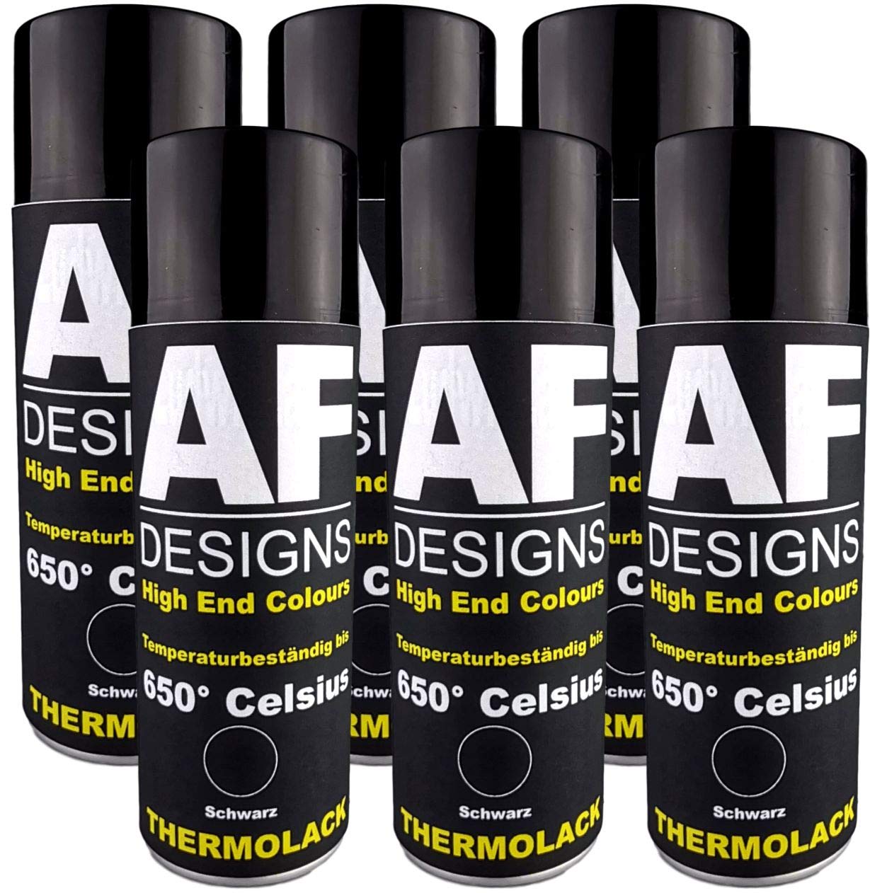 Alex Flittner Designs Thermolack Spray 6 Spraydosen Ofenlack Auspufflack Hitzebeständig 650 °C Schwarz 400ml Schützt Motor und Auspuff vor Rost von Alex Flittner Designs