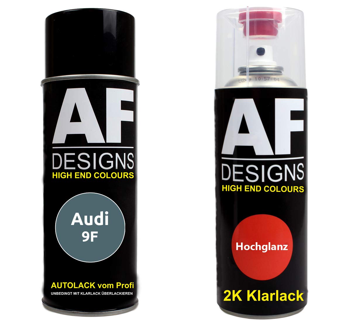 Autolack Spraydose Set für Audi 9F Sphärenblau Metallic 2K Klarlack Basislack Sprühdose Spraydosen 2x400ml von Alex Flittner Designs