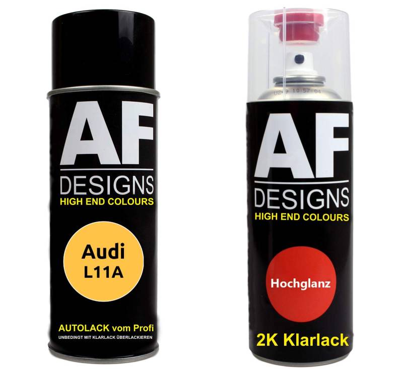 Autolack Spraydose Set für Audi L11A Riadgelb 2K Klarlack Basislack Sprühdose Spraydosen 2x400ml von Alex Flittner Designs