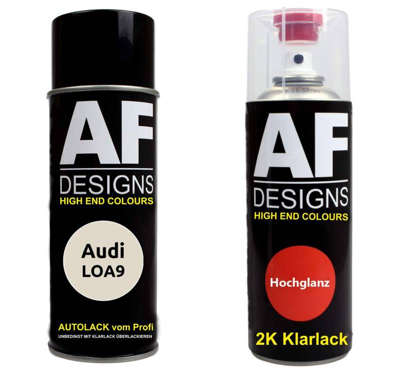 Autolack Spraydose Set für Audi LOA9 Perlmuttweiss Metallic 2K Klarlack Basislack Sprühdose Spraydosen 2x400ml von Alex Flittner Designs