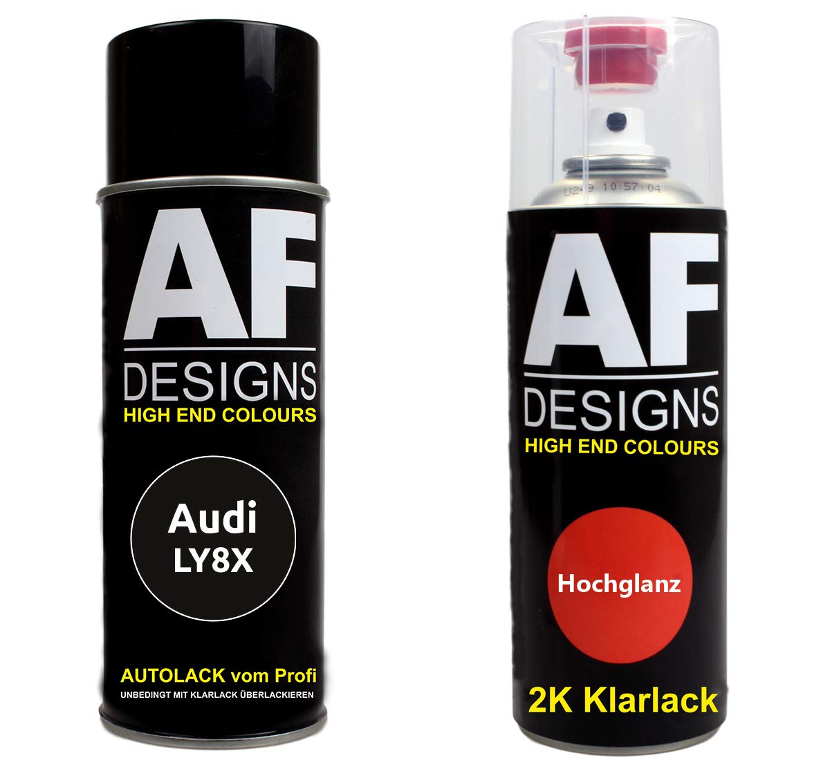 Autolack Spraydose Set für Audi LY8X Havannaschwarz Perl 2K Klarlack Basislack Sprühdose Spraydosen 2x400ml von Alex Flittner Designs