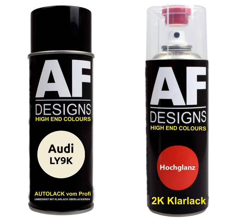 Autolack Spraydose Set für Audi LY9K Amalfiweiss 2K Klarlack Basislack Sprühdose Spraydosen 2x400ml von Alex Flittner Designs