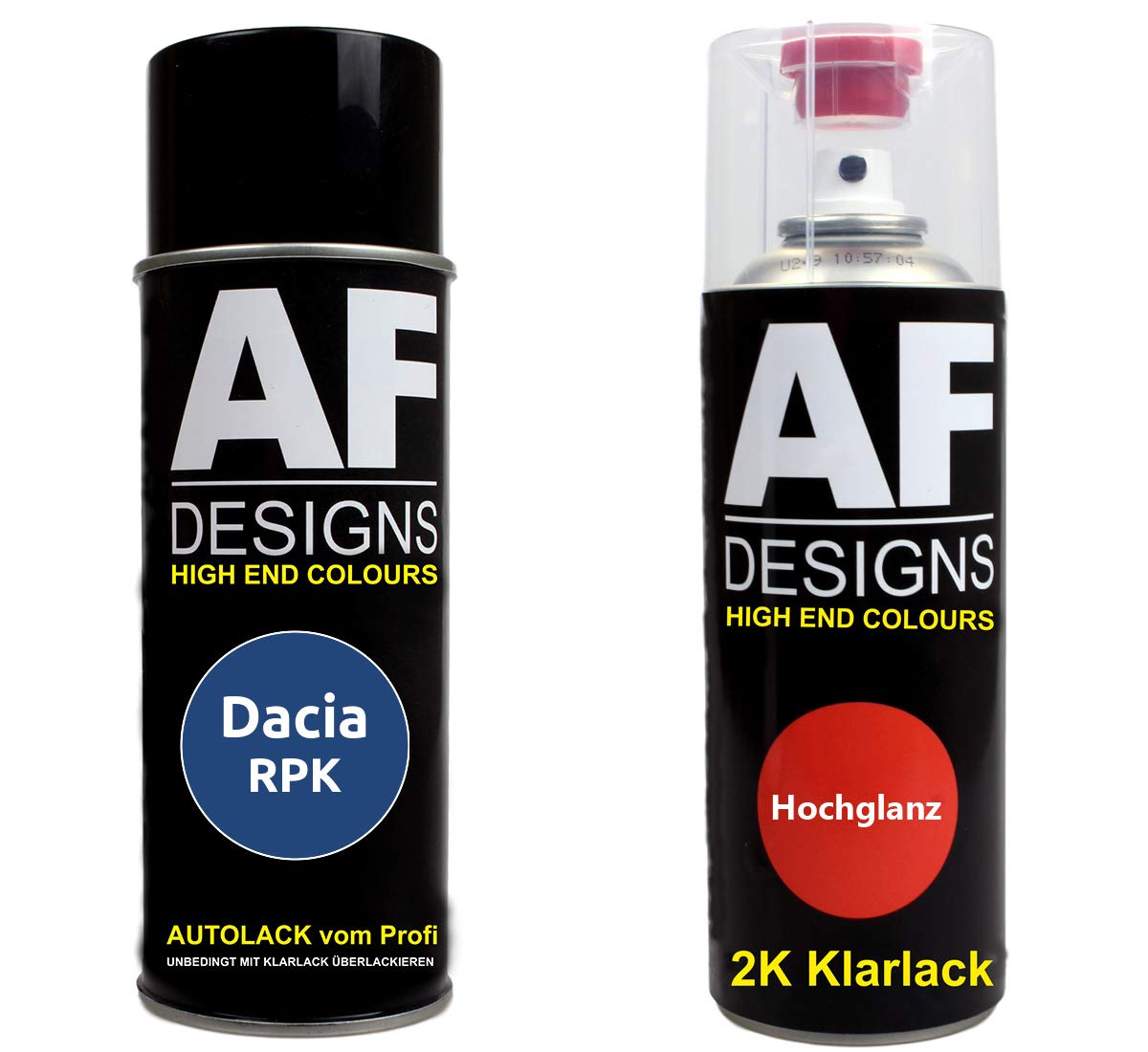 Autolack Spraydose Set für Dacia RPK Bleu Persan Metallic 2K Klarlack Basislack Sprühdose Spraydosen 2x400ml von Alex Flittner Designs