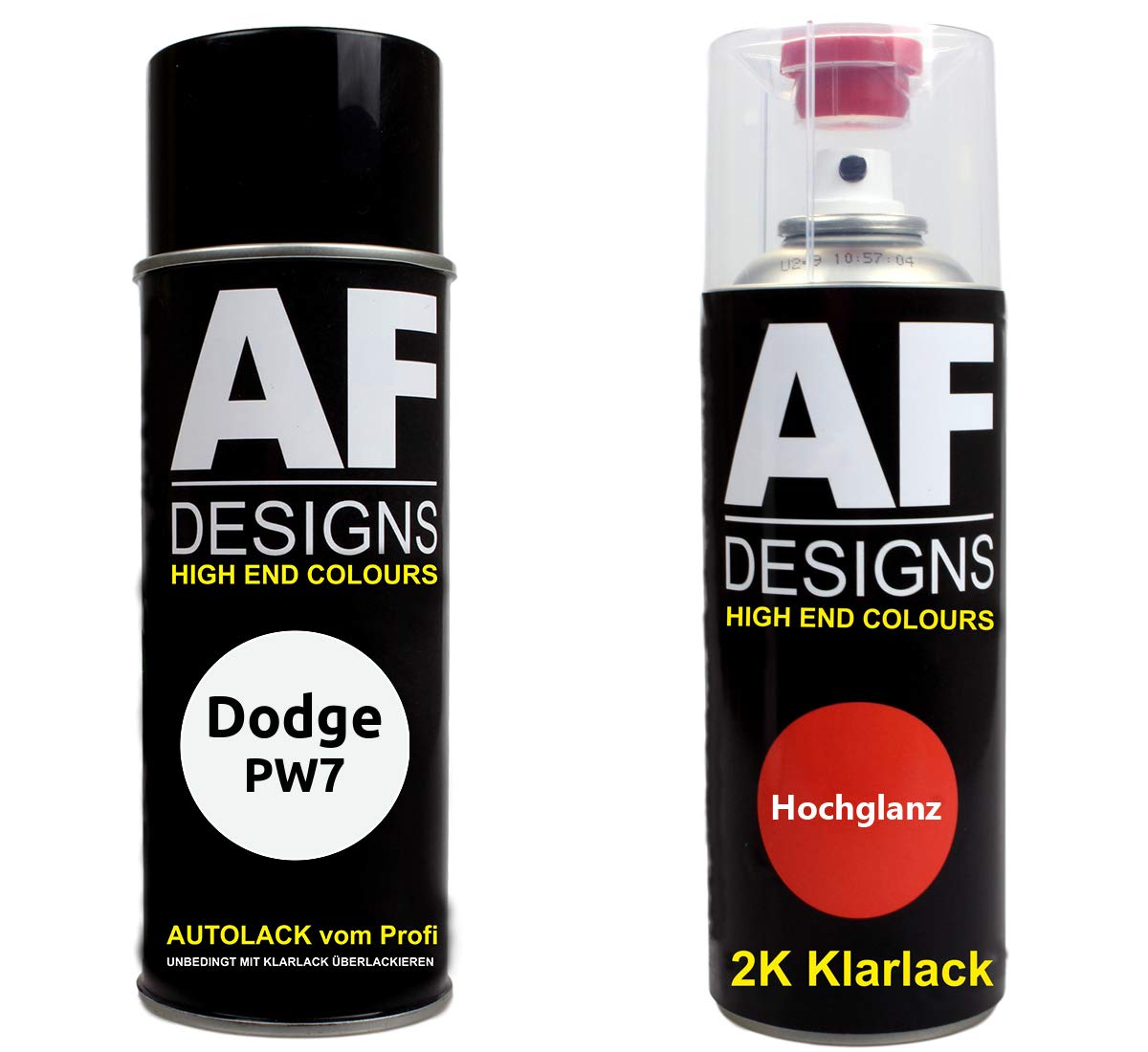 Autolack Spraydose Set für Dodge PW7 Bright White 2K Klarlack Basislack Sprühdose Spraydosen 2x400ml von Alex Flittner Designs