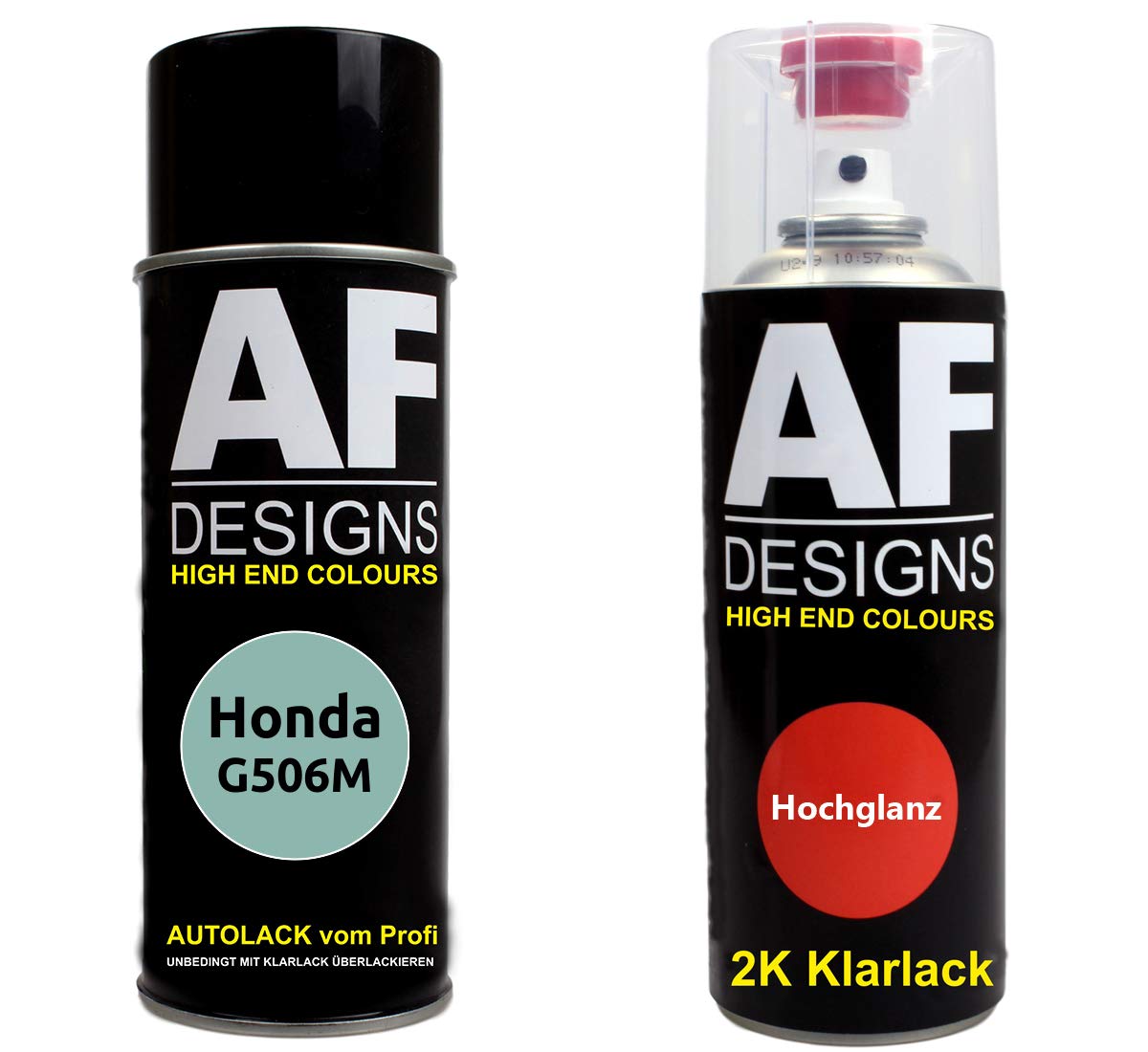 Alex Flittner Designs Autolack Spraydose Set für Honda G506M Mint Opal Green Metallic 2K Klarlack Basislack Sprühdose Spraydosen 2x400ml von Alex Flittner Designs