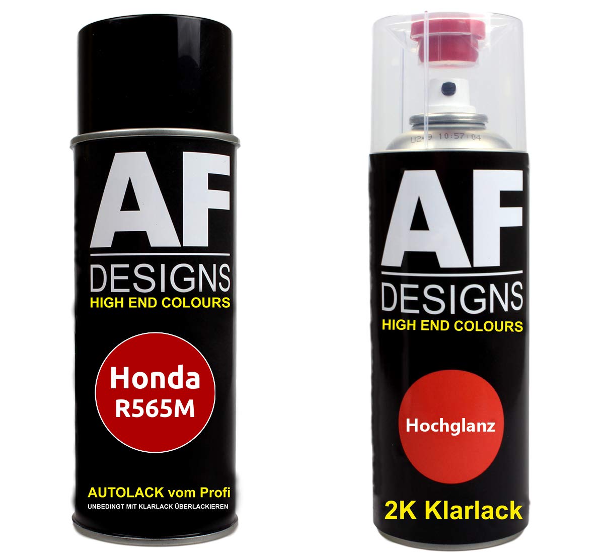 Autolack Spraydose Set für Honda R565M Premium Crystal Red Metallic 2K Klarlack Basislack Sprühdose Spraydosen 2x400ml von Alex Flittner Designs
