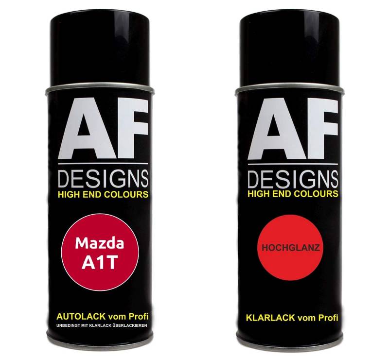 Alex Flittner Designs Autolack Spraydose Set für Mazda A1T Nifty Red Basislack Klarlack Sprühdose 400ml von Alex Flittner Designs