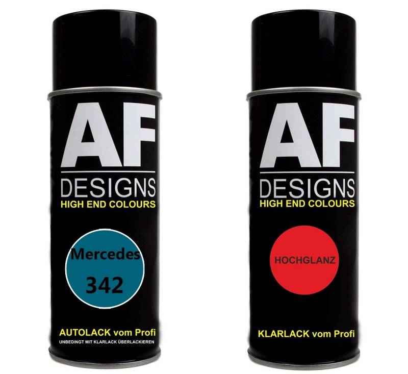 Autolack Spraydose Set für Mercedes/Daimler Benz 342 Pacificblau Metallic Basislack Klarlack Sprühdose 400ml von Alex Flittner Designs