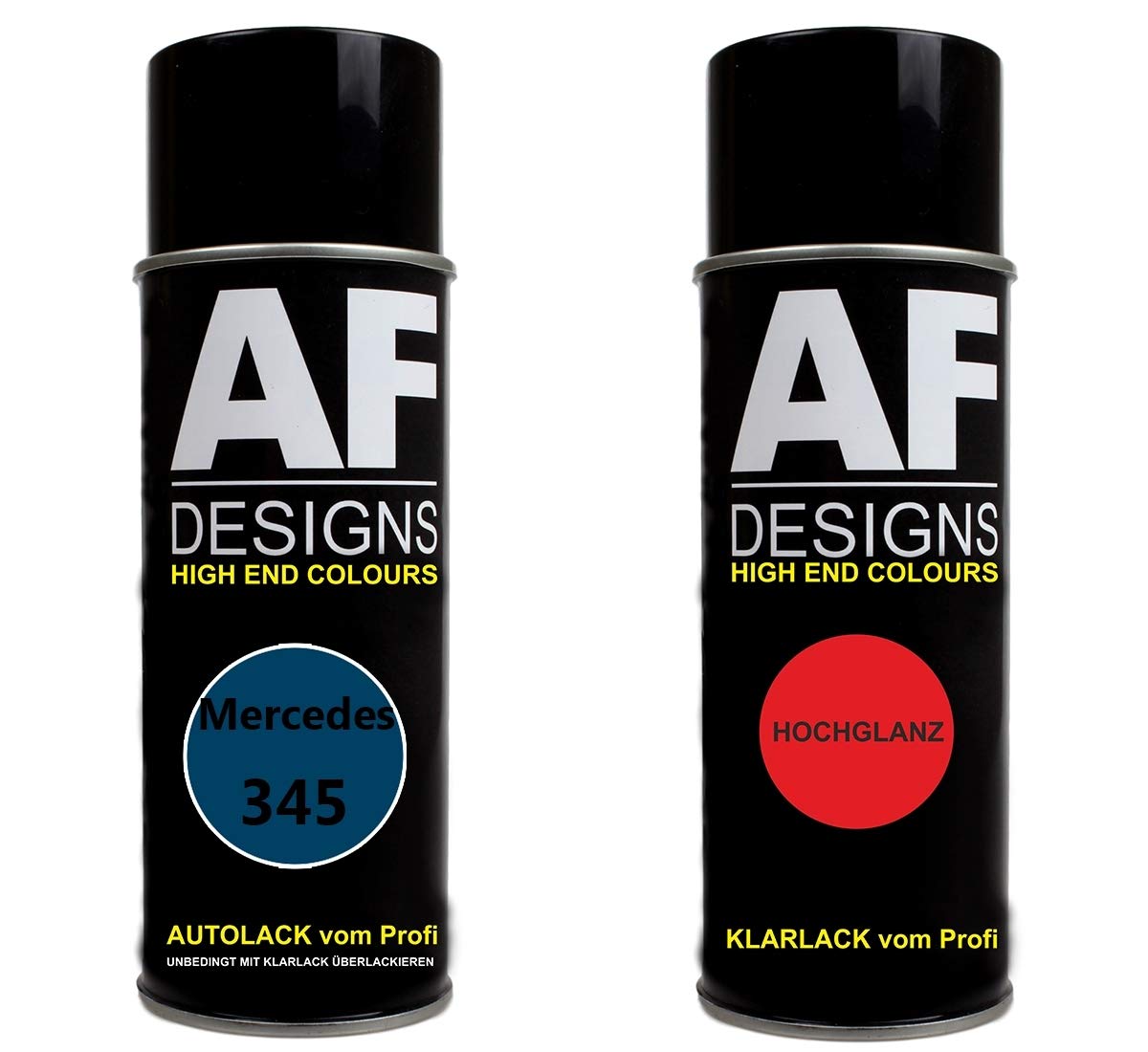 Autolack Spraydose Set für Mercedes/Daimler Benz 345 Jaspisblau Metallic Basislack Klarlack Sprühdose 400ml von Alex Flittner Designs