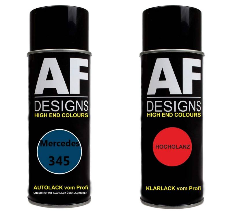 Alex Flittner Designs Autolack Spraydose Set für Mercedes/Daimler Benz 345 Jaspisblau Metallic Basislack Klarlack Sprühdose 400ml von Alex Flittner Designs