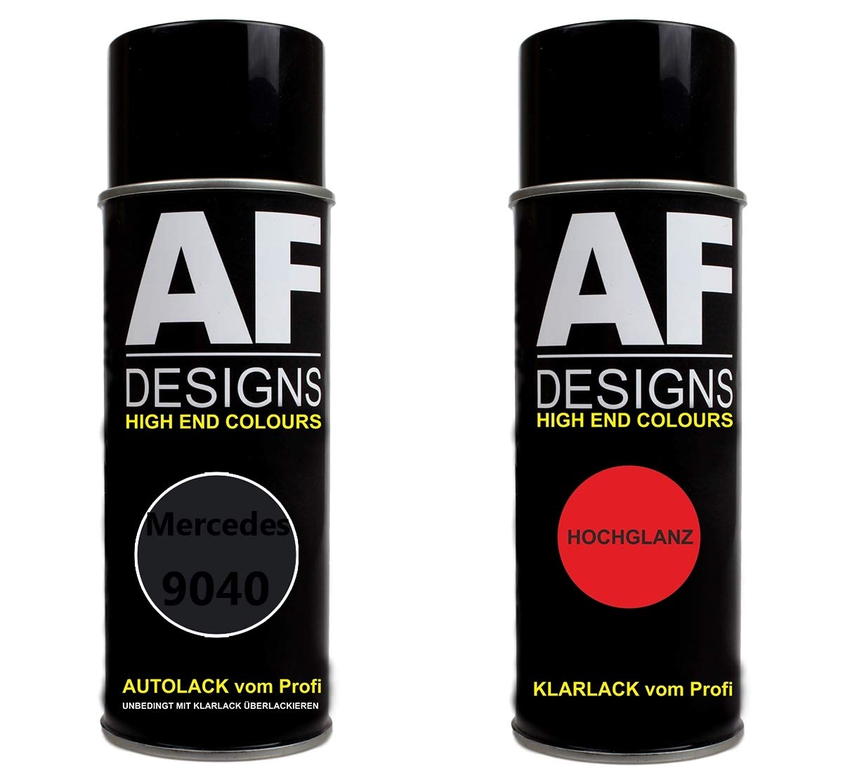 Autolack Spraydose Set für Mercedes/Daimler Benz 9040 Tiefschwarz Basislack Klarlack Sprühdose 400ml von Alex Flittner Designs