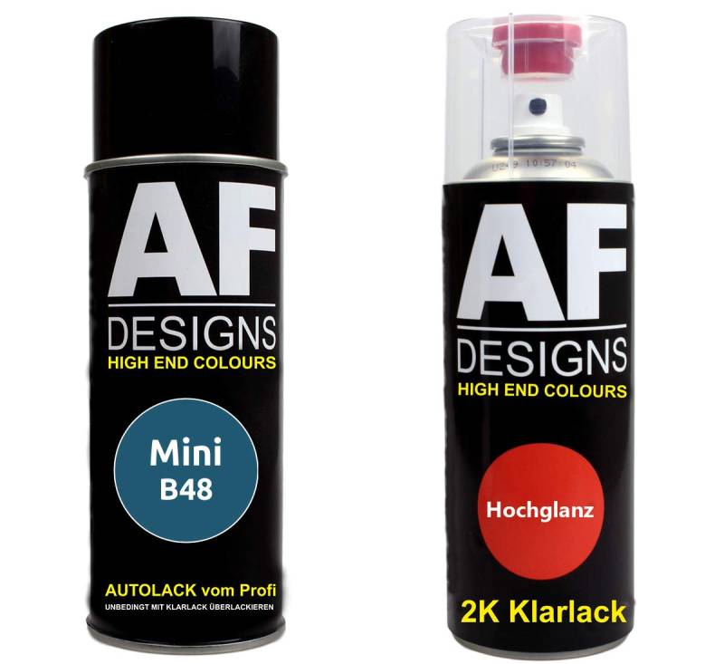 Alex Flittner Designs Autolack Spraydose Set für Mini B48 Kite Blue Metallic 2K Klarlack Basislack Sprühdose Spraydosen 2x400ml von Alex Flittner Designs