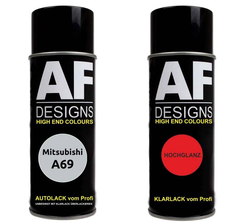 Autolack Spraydose Set für Mitsubishi A69 Satellite Silver Metallic Basislack Klarlack Sprühdose 400ml von Alex Flittner Designs