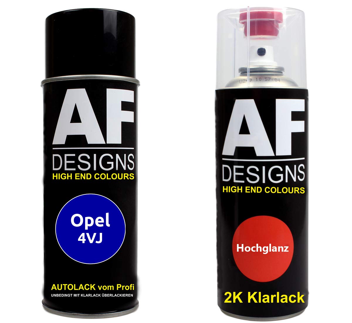 Autolack Spraydose Set für Opel 4VJ Kobaltblau Perl Metallic 2K Klarlack Basislack Sprühdose Spraydosen 2x400ml von Alex Flittner Designs