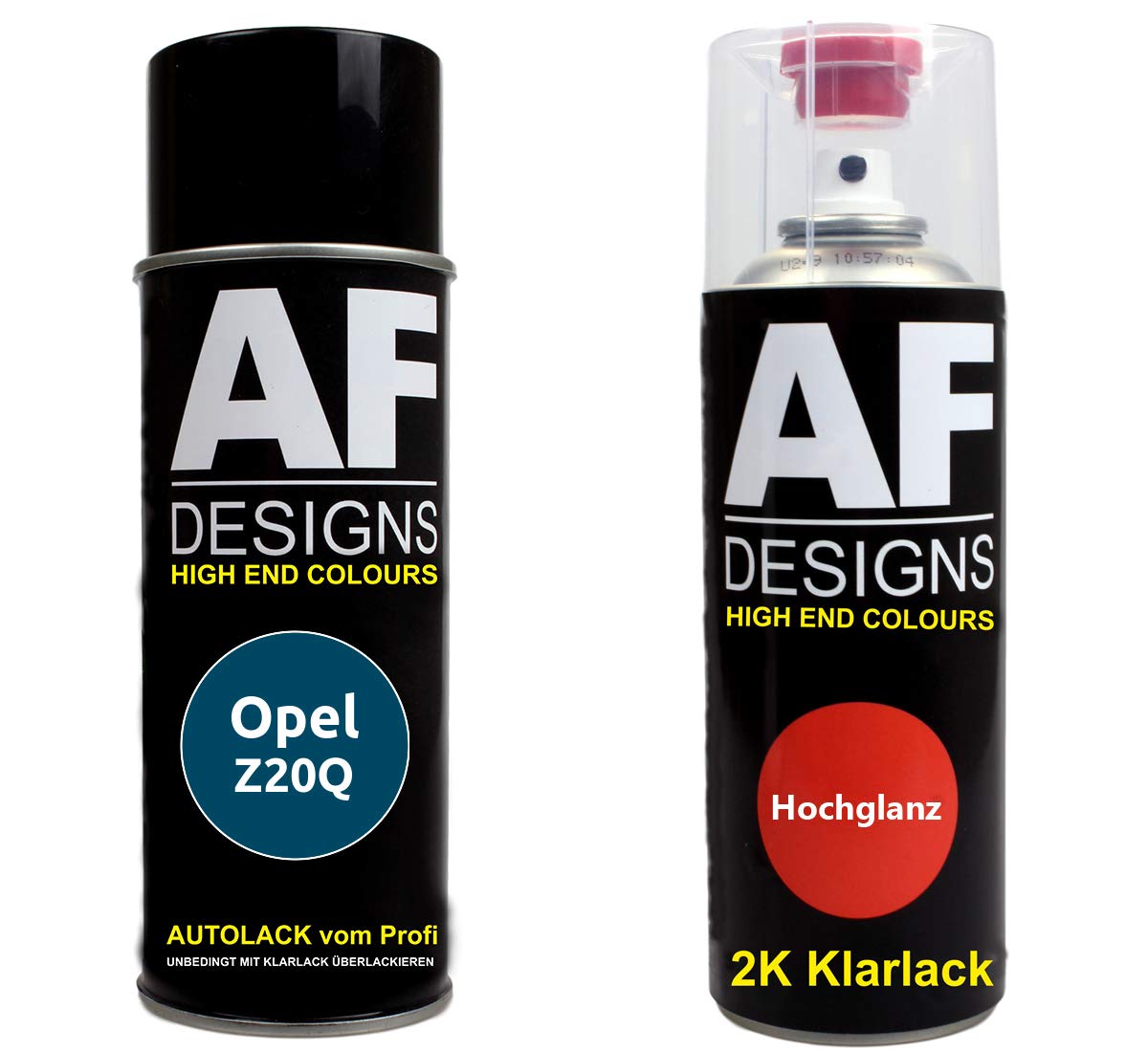 Alex Flittner Designs Autolack Spraydose Set für Opel Z20Q Prestigeblau Metallic 2K Klarlack Basislack Sprühdose Spraydosen 2x400ml von Alex Flittner Designs