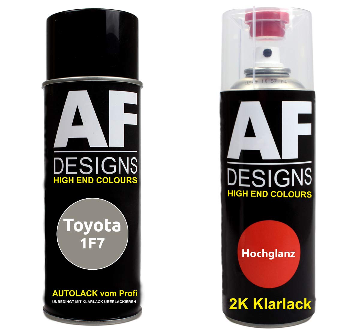 Alex Flittner Designs Autolack Spraydose Set für Toyota 1F7 Silver Metallic F 2K Klarlack Basislack Sprühdose Spraydosen 2x400ml von Alex Flittner Designs