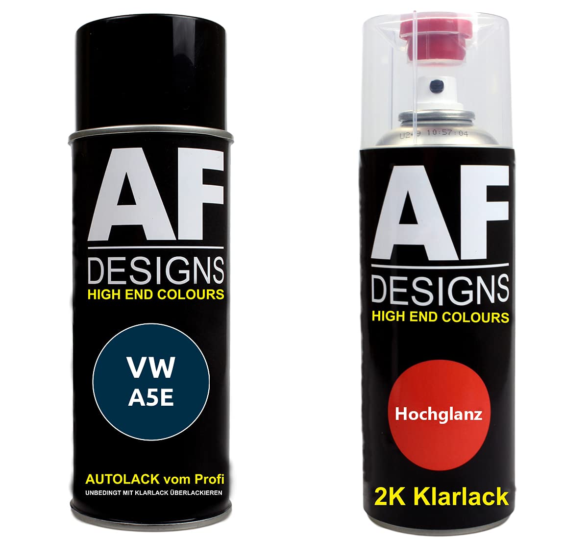 Alex Flittner Designs Autolack Spraydose Set für VW A5E Maritimblau 2K Klarlack Basislack Sprühdose Spraydosen 2x400ml von Alex Flittner Designs