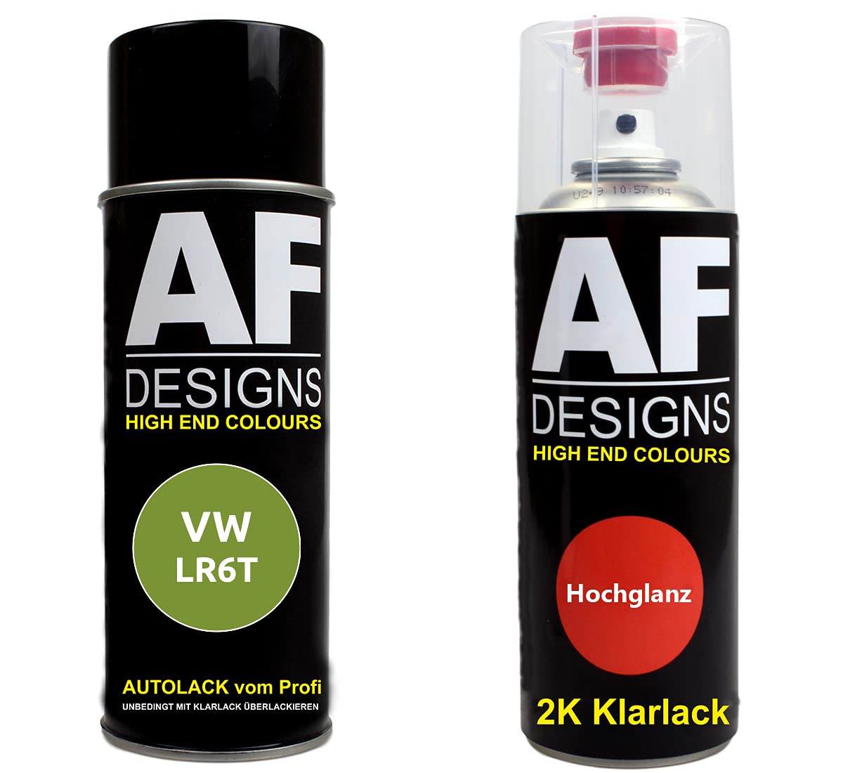 Alex Flittner Designs Autolack Spraydose Set für VW LR6T Viperngrn Metallic 2K Klarlack Basislack Sprühdose Spraydosen 2x400ml von Alex Flittner Designs