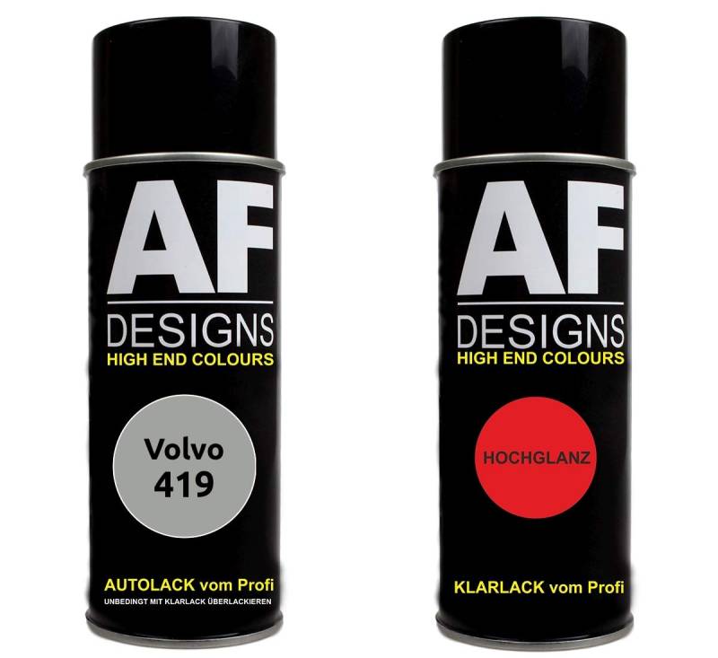 Alex Flittner Designs Autolack Spraydose Set für Volvo 419 Silver Sand Metallic Basislack Klarlack Sprühdose 400ml von Alex Flittner Designs